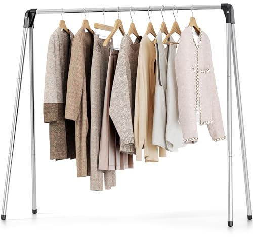 TOOLF Clothes Drying Rack Foldable, Laundry Drying Rack Stainless Steel, Portable Clothes Rack, Clothing Garment Rack, Drying Rack for Clothing, Indoor Outdoor, Free-Standing, Large Capacity
