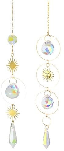 2 piezas de cristal atrapador de sol, carillón de viento, arco iris, decoración de ventana, carillón de viento, adornos de cristal para ventana, casa, jardín, Navidad, día de fiesta, boda, decoración