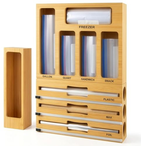 9-in-1 Cling Film Dispenser and Cutter Tin Foil Film Dispenser and Cutter, Foil Dispenser 40 cm Kitchen Roll Foil Organiser Storage Cling Film Cutter for Aluminum Foil Cling Film Wax Paper