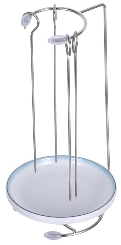 SUPVOX Soporte para Brochetas de Barbacoa de Acero Inoxidable con 4 Pinchos y Bandeja Azul, Resistente y Portátil para Asar Pollo, Cordero y Verduras en Exteriores