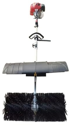 Steel Garden Grass Leaf Sweeper Powered Push Broom Tow Snow Lawn with Wheels Large Cleaning Area