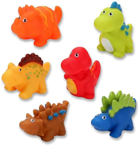 YESAH 6Pcs Dinosaur Bath Toys,Pool Game Water Play Figures | Floating Squeeze Sound Bathtub and Swimming Pool Toys,Squeaky Toys for Bath Time,Shower,Sensory Play and Gift
