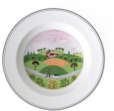 Villeroy & Boch Design Naif Huntsman, premiumporslin, vit/färgglad, sopptallrik 21 cm