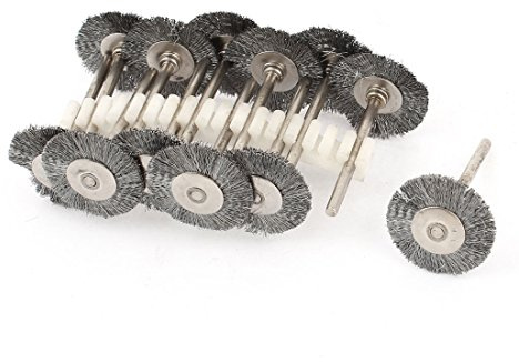 sourcingmap 12pcs Brosse métallique polissage 1/8 pouces 25mm roue brosse à poils en acier inoxydable pour outil rotatif