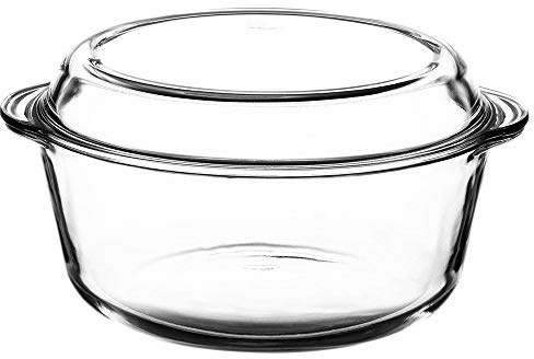 Dajar Ambition Coperchio Excellent 24 cm Pirofila in Vetro Resistente al Fuoco, teglia da Forno in Vetro – Stampo Rotondo Trasparente 27 x 24 x 13,5 cm