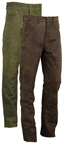 Lederprofi - Antik Braun Lederhose Herren/Damen lang - Lederjeans - Echt Leder, Motorrad Trachten Biker Jagd Lederhose antik - 501 Braun vintage old look leather pants - Inch Größen 26