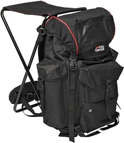 Abu Garcia Deluxe Angelrucksack mit integriertem Stuhl - strapazierfähiger, wasserabweisender Rucksack für Angler und Outdoor-Enthusiasten