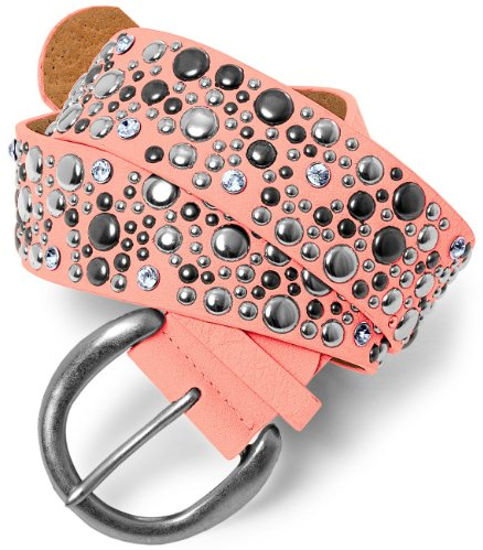 Caspar GU248 Damen Breiter Gürtel Taillengürtel mit Nieten und Strass, Gürtelgröße:85, Farbe:rosa