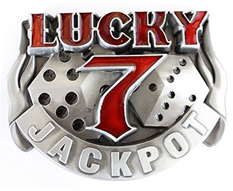 eeddoo® Gürtelschnalle - Lucky 7 (Buckle für Wechselgürtel für Damen und Herren | Belt Frauen Männer Oldschool Rockabilly Metall Gothic Wave Rock Biker Western Trucker Casino Skull)