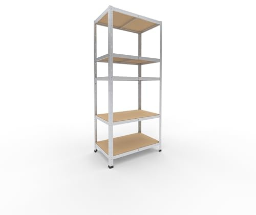 shelfplaza® 180x80x50cm Home Schwerlastregal verzinkt/Metallregal mit 5 Böden/Kellerregal Metall, Garagenregal, Werkstattregal oder Regal Lagerregal/Steckregal Metall mit 175kg Tragkraft