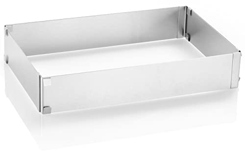 Grizzly Adjustable Cake Tin - Rectangular Baking Frame - 28-53 cm x 19-34 cm - 5 cm High Stainless Steel Mould