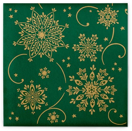 Mank Airlaid Serviettes 40x40 cm, lot de 50 serviettes jetables de qualité supérieure, vertes, semblables au tissu et absorbantes, parfaites pour les fêtes de Noël et de l'Avent, serviettes de Noël