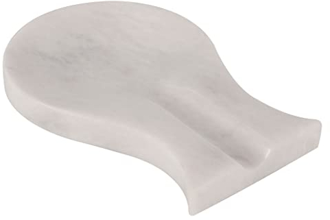 Radicaln Marble Spoon Rest White Spatula Ladle Fork Handmade Utensil Rest - Spoon Rests Keeper Kitchen Organizer - Chef Cooking Helper Tool Countertop Spoon Holder