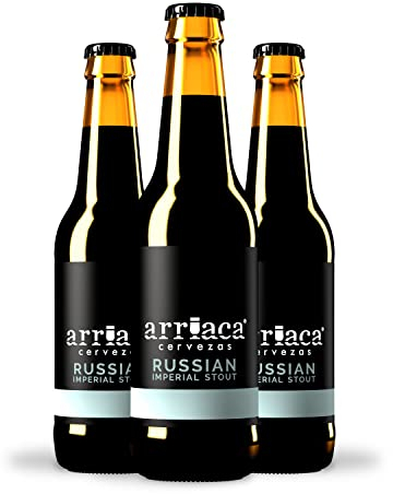 Cerveza Premium Arriaca IMPERIAL RUSSIAN STOUT en Pack Fabricación Artesanal. Premios internacionales a la Mejor Cerveza Stout Artesana (12 botellas 33cl)