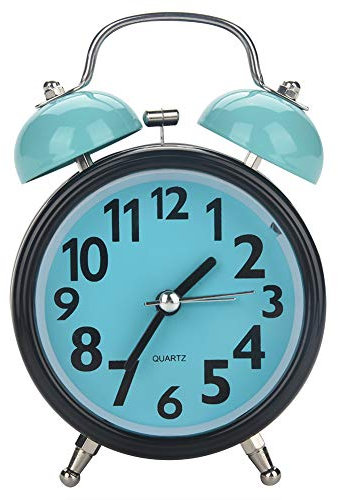 TOPINCN Wecker, Mechanischer Wecker, Doppelglocke, Ultraleises Quarzwerk, Schreibtisch, Tisch, Nachtwache für Schlafzimmer und Heimdekoration(Blau)