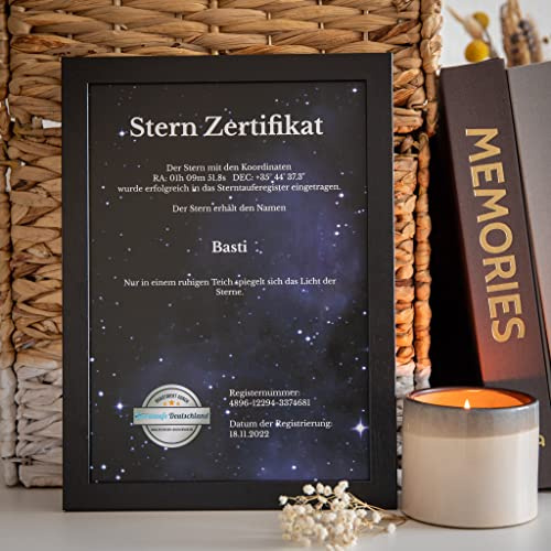 Sterntaufe - Emotionales Trauergeschenk & Andenken: Taufen Sie einen Stern in Gedenken - Inkl. Zertifikat, Sternkarte & App