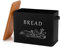 Homikit Bread Bin, Metal Bread Box with Wooden Cutting Board Lid, Extra-Large Bread Storage Holder for Kitchen Countertop, 33x18x24.5cm Holds 2+ Loaves, Vintage & Farmhouse Décor - Black