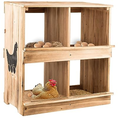 Nistkästen für Hühner - Holz Hühner Nistkasten für Geflügel Schwerlast 4 Fächer Lege Eier Nistkasten Wandhalterung für Hühner, Hühner, Enten