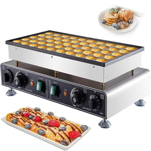 Mini Pancake Baker, Torta Sandwich, Pancake Maker Olandese, Pancake Maker Elettrico Antiaderente, Griglie Waffle Maker, Biscotto Commerciale, 50 Fori con 2 Termostati e 2 Timer