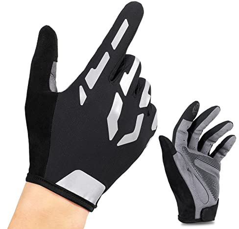 Teksome Reflektierende Reithandschuhe | Touchscreen Laufhandschuhe Reithandschuhe, Anti-Rutsch-Touchscreen-Vollfinger-Handschuhe zum Klettern, Jagen, Outdoor-Sport, Training