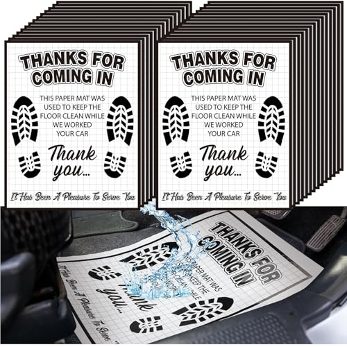 Drydiet 500 Pcs Waterproof Car Floor Mats Covers PE Plastic Protector Automotive Floor Mats Disposable Auto Vehicles Pads Car Vehicle Mat Bulk Printed with Footprint Words(15.75 x 20 Inch,White)