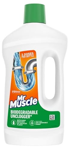 Mr Muscle Detergente e sgrassatore biodegradabile, formula biodegradabile per eliminare gli scarichi lenti, sicuro su tutti i tubi, 750 ml