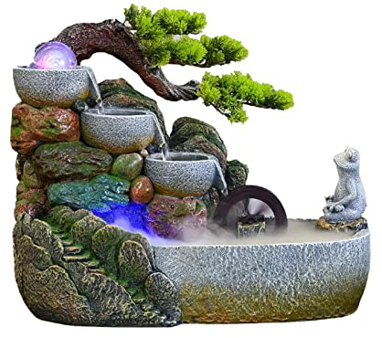 Fontana da interni Feng Shui Fontana da Tavolo for Interni Cascata for Meditazione Zen Cascata for Interni con Pompa Automatica Alberi Artificiali e Cascata Illuminata for la Decorazione della Scrivan