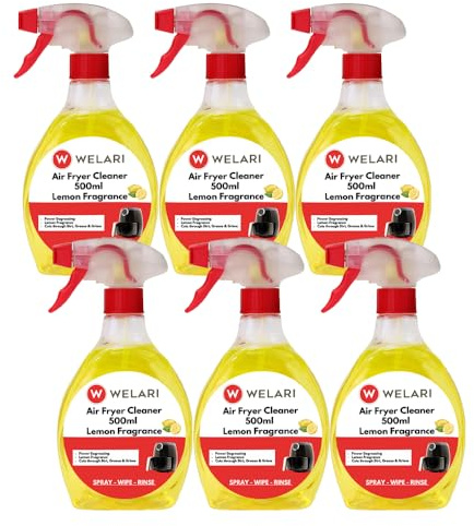 Welari Air Fryer Spray Cleaner Power Degreaser Lemon Fresh Fragrance 500ml Pack of 6 Roaster Oven Cooker Cleaner Detergent Spray | (6Pack) (3000ml)