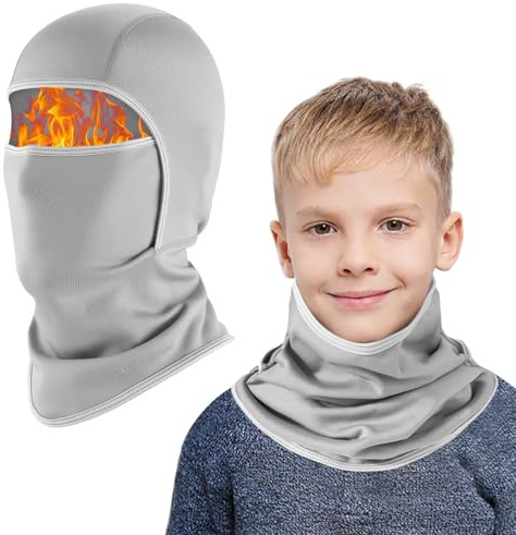 AYPOW Passamontagna in Pile Termico Bambini 4-12 Anni, Invernale Multifunzione Antivento Caldo Maschera da Sci da Ciclismo, Berretti Cappello con Scaldacollo, per Ragazzi Ragazze Sport all'Aria Aperta
