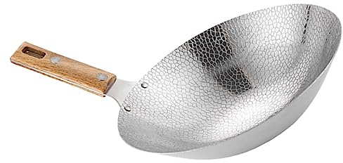 Garneck Olla De Carne Frita Wok Chino De Acero Inoxidable Sartén De Cocina Wok Tradicional Para Cocinar Gas Para Uso Casa