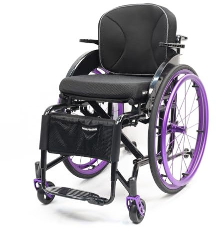Sportrollstuhl,Leichter faltbarer Rollstuhl mit Aluminiumrahmen – Selbstfahrender Manuell mit Armlehne, Schaukelbeinstütze – Belastung 100 kg,Premium Transportrollstuhl(Seat width 36cm/14.1in,B)
