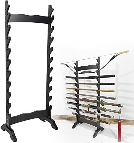 16/24-stegs svärdhållarstativ, dubbelsidig katana utställningsmonter, samurajsvärdstativ, utställningshylla, katanastativ, svärdhängare för Wakizashi och Standa