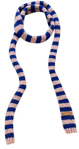 Lodoot Strickschal für Damen, langer, schmaler Gürtel, Krawatte, Halstuch, Mädchen, Foto-Requisiten, langes Halstuch, Skinny-Schal, Krawatte, lang, gestreift, Lederetikett, Strickschal