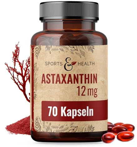 Astaxanthin 12 mg Softgel Kapseln - 70 Stück mit Vitamin E 4 Monatsvorrat | Oxidationsschutz - Gel Caps - Vitamin-E-Kombination - Depot-Formel - Astaxanthin-Gelkapseln 70er Packung