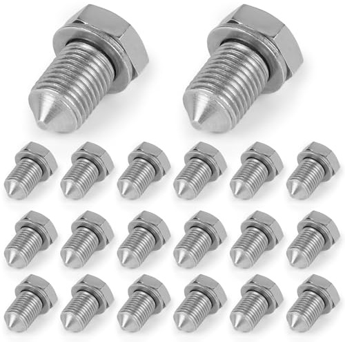 lalago 20 viti di scarico dell'olio con anello di tenuta, lunghezza M14 x 1,5, guarnizione per viti di scarico dell'olio, vite di chiusura della coppa dell'olio, colore argento, per auto, compatibile