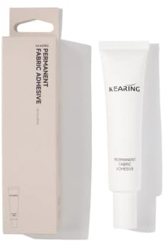 KEARING 1.35oz Iron-On Fabric Adhesive - Heat Activated Permanent Glue | Permanent iron-on liquid fusion for cotton, denim and polyester. Washable, waterproof no-sew clothing adhesive
