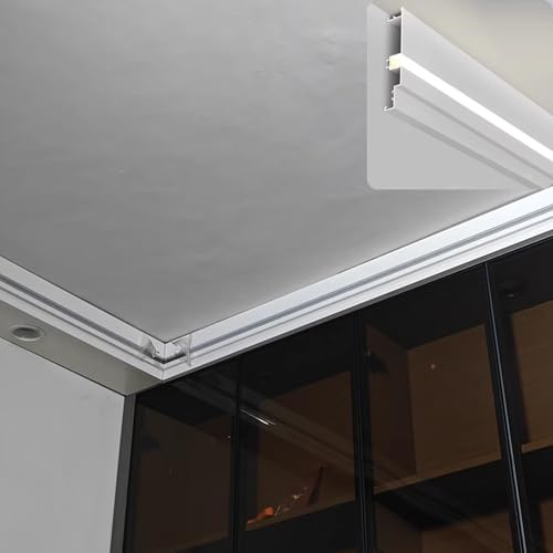 Moldura de corona de canal LED para iluminación indirecta, difusor de aluminio montado en superficie, zócalo de techo, riel LED lineal (1,2 m) – perfecto para decoración del hogar e iluminación