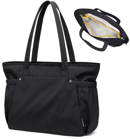 GOLF QUALITY Borsa tote da donna, borsa da lavoro con cerniera, borsa per computer portatile con scomparti per viaggi, tutti i giorni, adatta a 14 pollici, nero