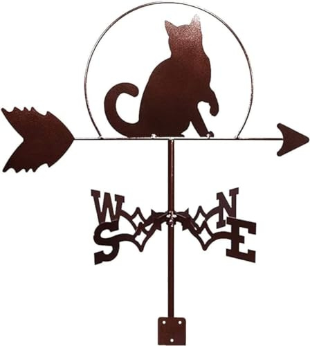 Segnavento a forma di gatto, banderuola in metallo, strumento di misurazione per fienili, gazebo, giardino, cortile, indicatore di direzione del vento