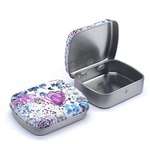 CHENRONGWEI 6Pcs Durable Mini Portable Tin Box Useful Metal Storage Tin Box Colorful Cute Pattern Empty Hinged Tins Container Rectangular Hinged for Key, Candy, Coin, Earrings