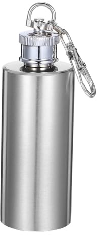Flasque de Poche Porte-clés 2 Oz en Acier Inoxydable Argenté | Format Cylindrique Compact, Usage Outdoor et Business, pour Femmes et Hommes
