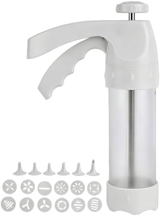 Zenlir Lot de 19 moules à biscuits avec outil de gaufrage pour décoration rapide de pâtisserie, seringues de décoration de dessert, presse à biscuits pour débutants