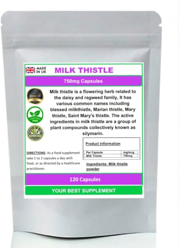 Milk Thistle Capsules 750mg, High Quality, No Additives, No Fillers - 120 Capsules