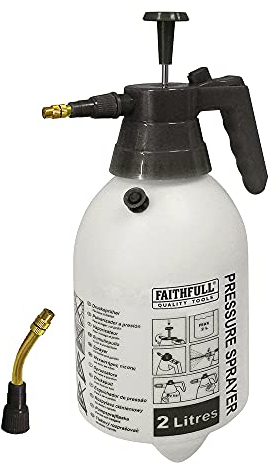 Faithfull Handheld Garden Pressure Sprayer – 2 Litre Capacity Garden Spray Pump with 2 Adjustable Nozzles & Lockable Trigger