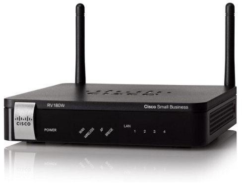Cisco RV180W Router (1000 Mbit/s, 10/100/1000Base-T(X), 802.11b, 802.11g, 802.11n, Ethernet (RJ-45), 2.4-2.4835GHz, extern) schwarz