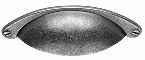Traditional Half Moon Shaker Cup Pull Kitchen/Cabinet Handle with Faux Screws 64mm Hole Centres - Pewter Finish