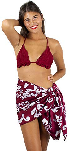 V.H.O. Funky Sarong Petit Hibiskus, Maroon Rouge, Taille Unique