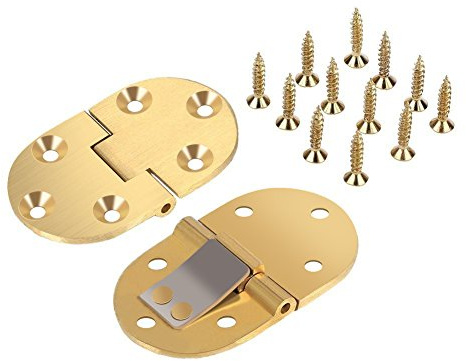 Charnière de Plateau, Laiton Massif Butler 2-1/2x1-1/2 avec Vis finition satinée pour Tables Pliantes - Or, 2