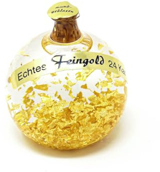 Zenzinger 24 Karat Goldkugel Dekokugel Reichtumsecke mit Beschreibung B10, Dekorationsartikel, Glas, Hängend, Geburtstag, Muttertag, Weihnachten
