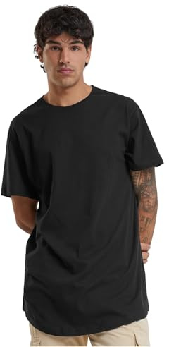 Urban Classics Homme Shaped Long Tee Manches Courtes Ourlet Arrondi Col Rond Basique Streetwear Minimaliste 100 Coton Jersey, Noir (Black 7), 3XL EU